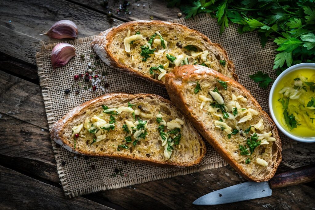 garlic herb vegan butter on white background