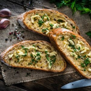 garlic herb vegan butter on white background