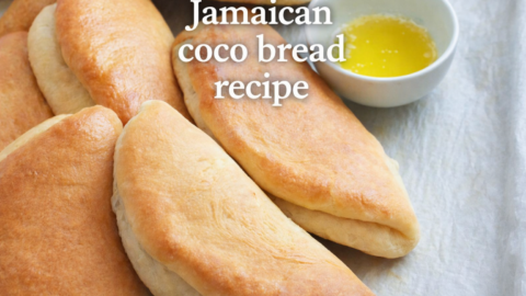 jamaican-coco-bread-with butter on a table